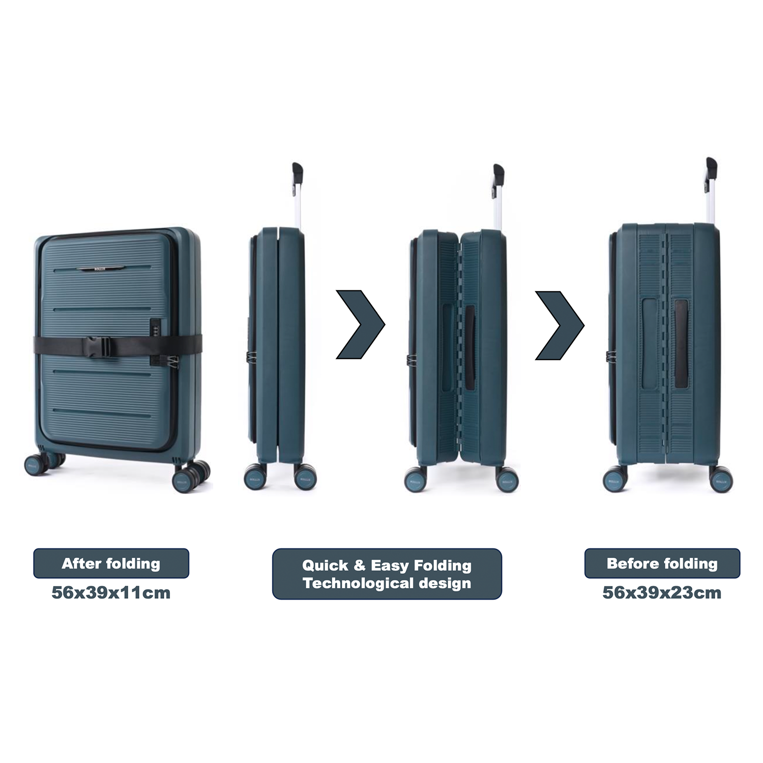 מזוודה מתקפלת קשיחה - טרולי לעלייה למטוס